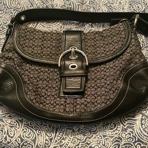 Coach bag. Black leather and canvas. Good condition.